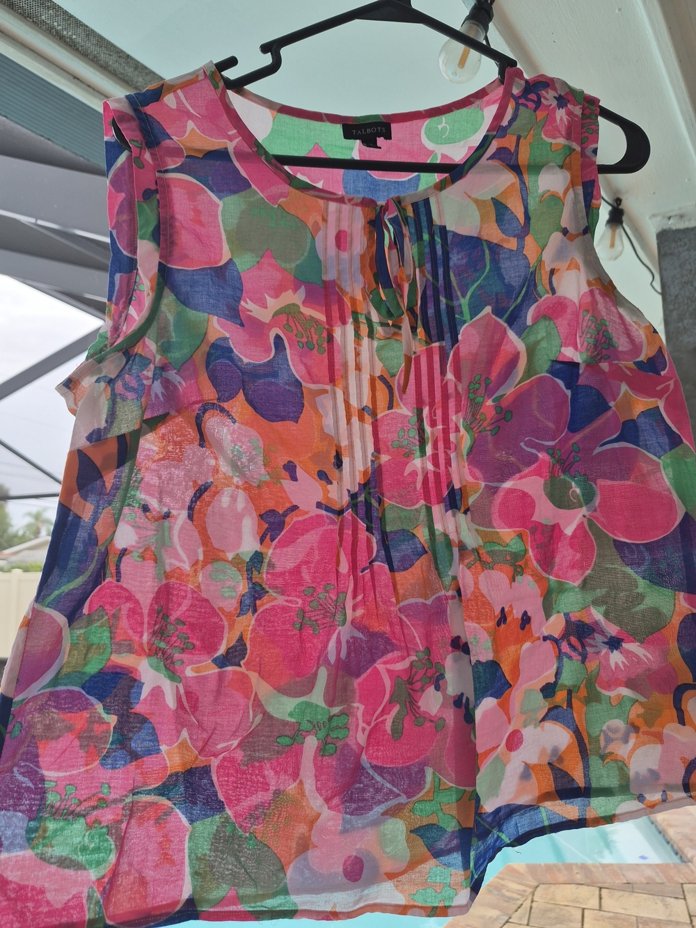 Talbots Vibrant Pink Multi-Color Floral Sleeveless Camisole